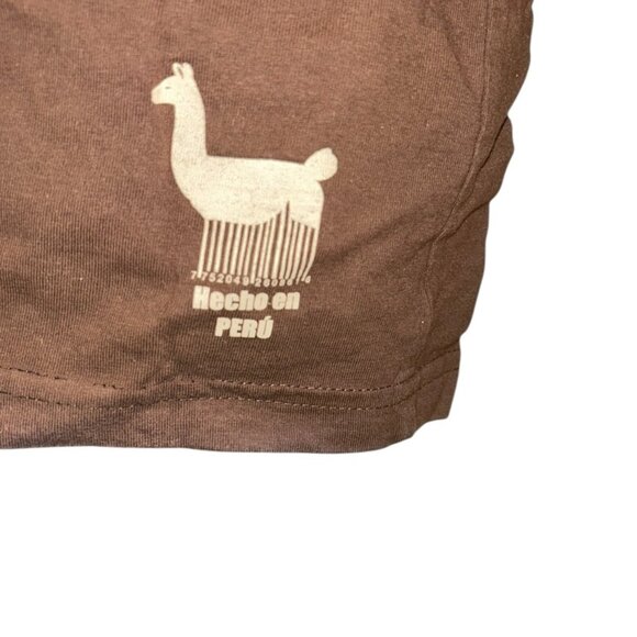 Andes Arts chocolate brown high quality cotton ALPACA Llama t-shirt top M - Picture 2 of 5